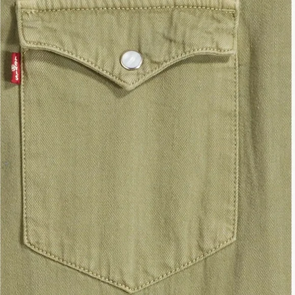 Olive Green Button-Up Shirt - Picture 3 of 13